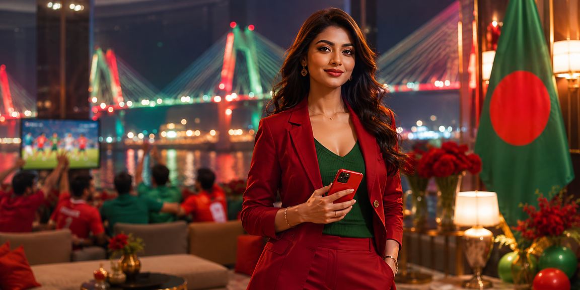 বরিশালে লাল সবুজ পরিবেশে মোবাইল পেমেন্ট করছেন একজন বাংলাদেশি ব্যবহারকারী