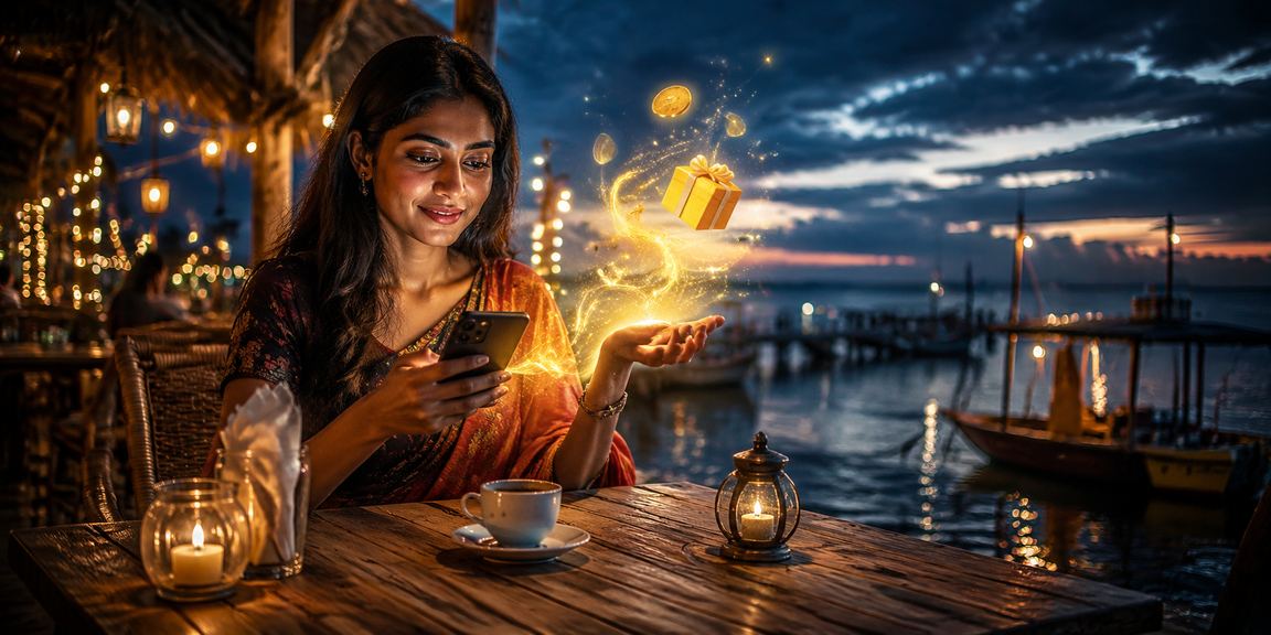 কক্সবাজারের সমুদ্র সৈকতে মোবাইলে পেমেন্ট করছেন একজন ব্যবহারকারী